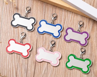 Personalized Double-Sided Pet Tags for Dogs - laser engraved bone shaped pet ID tag, name tag for dog collar, blank dog tags for large dogs