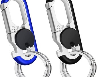 Carabiner Heavy Duty Double Ring KeyChain - locking key ring, key fob holder, keychain carabiner, clip for keys, car key chain, for car keys