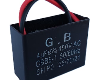 4uF (2 Wires) 450VAC Motor and Ceiling Fan Capacitor(CBB61) Compatible with 400VAC/350VAC/300VAC/250VAC - Electrical Power Relay Connecting