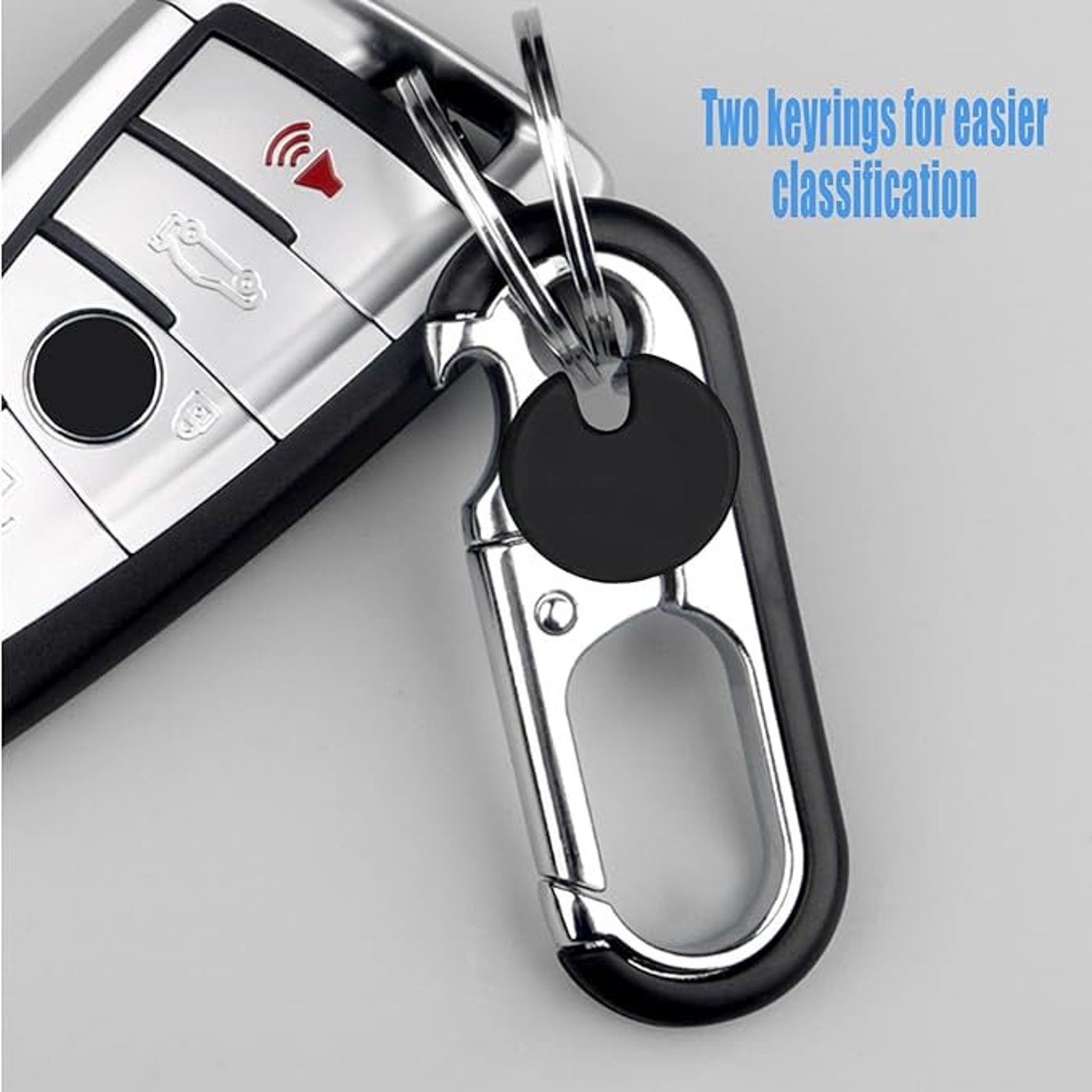 Keychain With Lock Feature Carabiner Heavy Duty Double Ring Keychain - Locking Key Ring, Key Fob ...