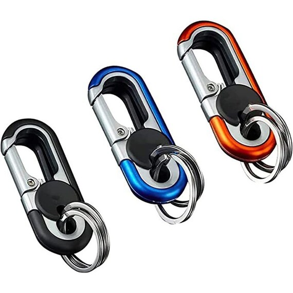 Carabiner Heavy Duty Double Ring Keychain Locking Key Ring, Key Fob Holder,  Keychain Carabiner, Clip for Keys, Car Key Chain, for Car Keys 