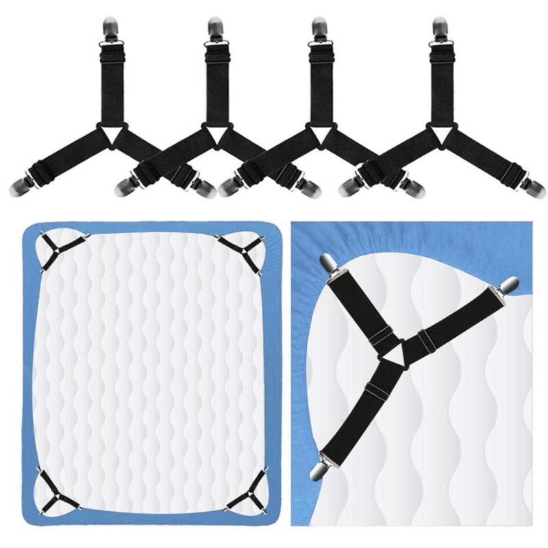 4pcs Adjustable Bed Sheet Holders Fasteners Grippers Clips Suspenders  Straps UK