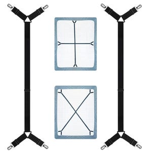 2pcs Adjustable elastic bed sheet holder straps - sheet clips for bedding, bed sheet fasteners, sheet clips keeping sheets place heavy duty