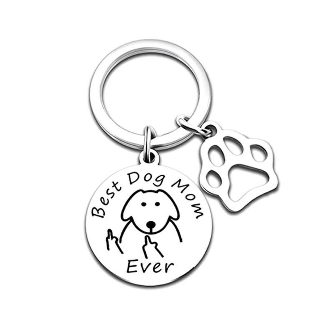 Personalized Best Dog Mom Ever Key Chain Pet Keychain Dog Etsy