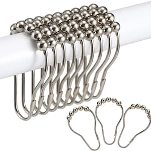 12-60pcs Rust Resistant Stainless Steel Rolling Shower Curtain Hooks/Rings/Hangers - gold shower curtain ring, easy sliding shower curtain