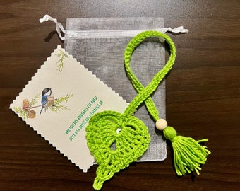 Marque page feuille fait main livre nature crochet bookmark handmade original cadeau anniversaire