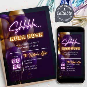 Surprise Birthday Invitation: Editable Party Template (Digital Download)