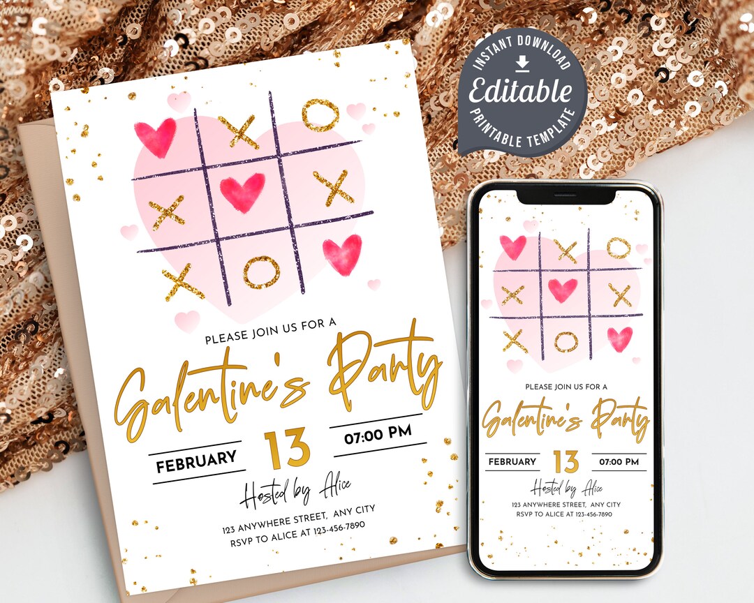 Editable Galentine's Party Invitation, Brunch Valentine's Day, Dinner