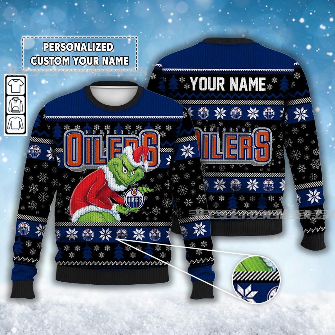 Custom Edmonton Oilers Grinchmas Ugly Christmas Sweater Ice Etsy