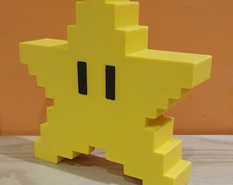 3D-geprinte Super Mario Star, gamerroomdecor, kerstboomtopper
