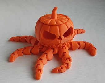 Adorno de calabaza y pulpo impreso en 3D: decoración única para Halloween.