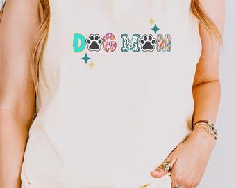 Comfort Colors Dog Mom Tank Top: Whimsical Pastel Pet Lover Gift
