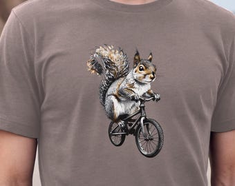Squirrel Cycling T-Shirt: Whimsical Cottagecore Unisex Tee