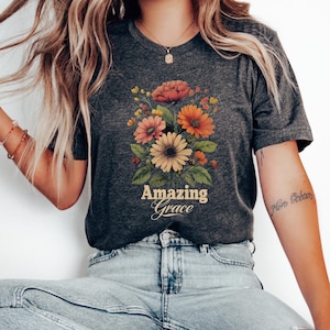 Amazing Grace Wildflowers Unisex Jersey Short Sleeve Tee, Amazing GraceTshirt, Amazing Grace T-shirt Gift , ReligiousTop, amazing Grace Tee