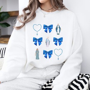 Retro Virgin Mary Bow Sweatshirt: Faith Based Apparel image 2