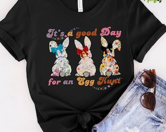 Egg Hunt Coquette Bunnies T-Shirt, Cute Tee Top for Easter, Pastel Bunny Theme Shirt, Springtime Clothing, Easter Egg Hunt Apparel Gift