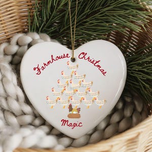 Kitschige Huhn Weihnachtsverzierung, lustiges Bauernhaus Chick-mas Dekor, Retro Huhn-Liebhaber Geschenk, Barnyard Weihnachtsgeschenk