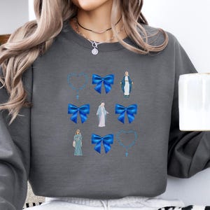 Retro Virgin Mary Bow Sweatshirt: Faith Based Apparel image 3