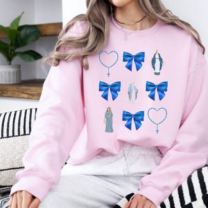 Retro Virgin Mary Bow Sweatshirt: Faith Based Apparel image 4
