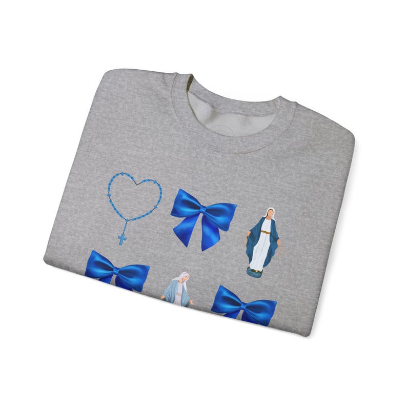 Retro Virgin Mary Bow Sweatshirt: Faith Based Apparel image 7