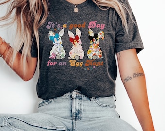 Egg Hunt Coquette Bunnies T-Shirt, Cute Tee Top for Easter, Pastel Bunny Theme Shirt, Springtime Clothing, Easter Egg Hunt Apparel Gift