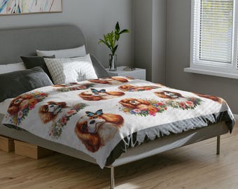 Gebloemde hondenfluwelen deken: knus plaid puppy, cadeau hond moeder