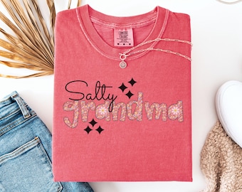 Comfort Colors Salty Grandma T-Shirt: Floral Graphic Tee
