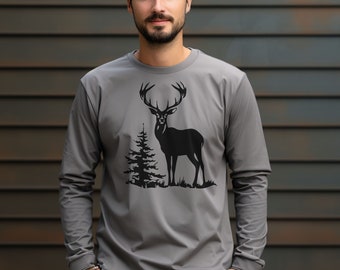 Deer Hunting Long Sleeve Shirt: Buck Antler Graphic Tee