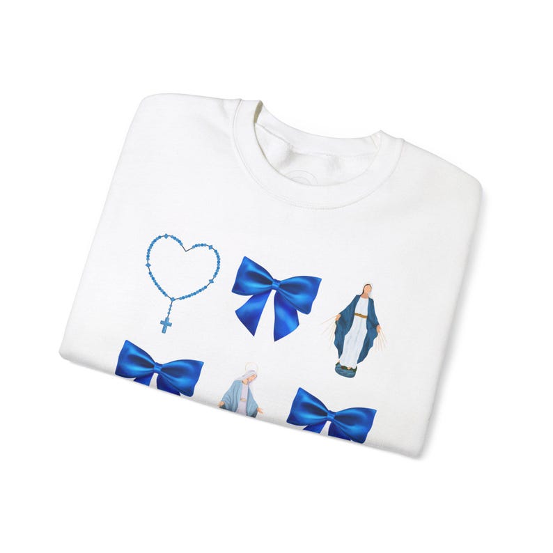Retro Virgin Mary Bow Sweatshirt: Faith Based Apparel image 9