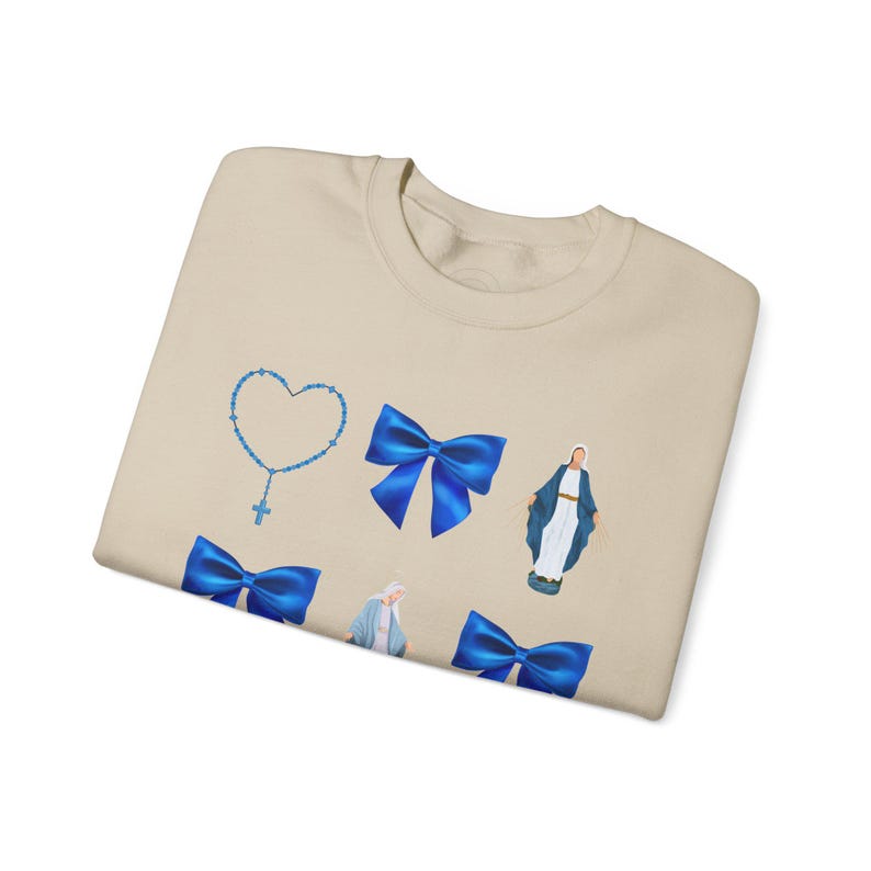 Retro Virgin Mary Bow Sweatshirt: Faith Based Apparel image 8