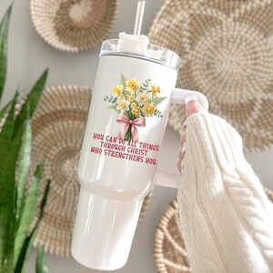 Personalized Floral Tumbler, Cowboy Boots, March Birth flower Gift image 8