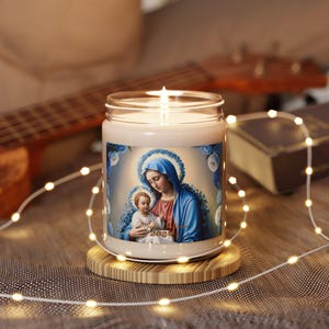 Blessed Mother soy Candle, Baby Jesus  Candle, Mother and Son Candle, Merry Christmas Gift, Gift for Godmother, mother, Blessed Mom and Son