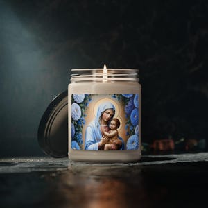 Blessed Mother soy Candle, Baby Jesus  Candle, Mother and Son Candle, Merry Christmas Gift, Gift for Godmother, mother, Blessed Mom and Son