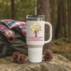 Personalized Floral Tumbler, Cowboy Boots, March Birth flower Gift image 10