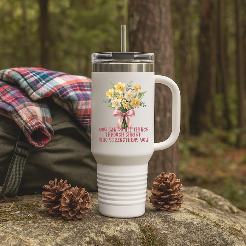 Personalized Floral Tumbler, Cowboy Boots, March Birth flower Gift image 10