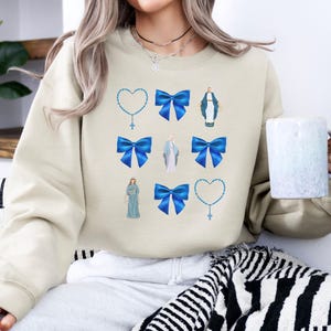 Retro Virgin Mary Bow Sweatshirt: Faith Based Apparel image 1