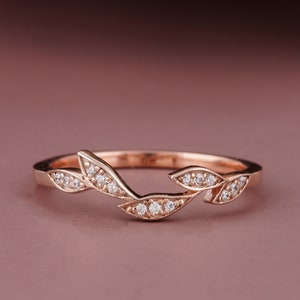 Diamond Iconic Leaf Ring | 14k Solid Gold Vine Wedding Ring | Botanical Diamond Ring | Minimalist Leaves Ring | Floral Ring Women Real Gold