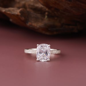 Cushion Cut Diamond Solitaire Ring, 1.50 CT Elongated Cushion Lab Grown Diamond Ring, Engagement Ring, Wedding Ring, Anniversary Gift