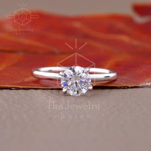 Lab Grown Diamond Ring, 1.50 CT Round Cut Lab Created Diamond Ring,14 KT White Gold  Solitaire Wedding Ring, Engagement Ring, Gift for Her