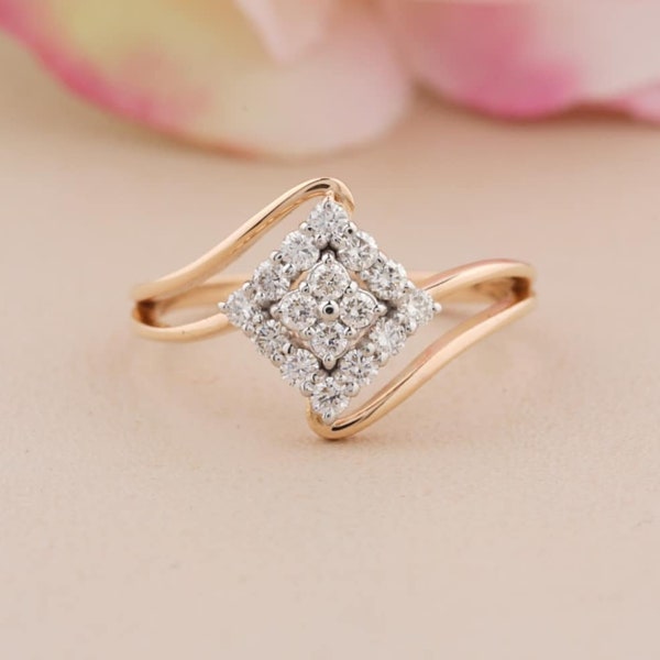 Diamond Ring for Refined Splendor & Modern Glamour: Luxurious Radiance Large Round Cut White Gold Ring with Tiny Diamonds