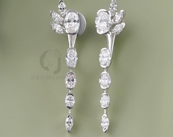 Lab Grown Diamond Drop Earrings – 18K White Gold Bridal Jewelry