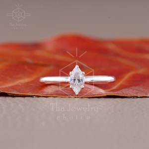Marquise Engagement Ring, 1 Carat Solitaire Diamond Ring, IGI Certified Lab Grown Diamond, 6 Claw Prongs, Ring for Women, Handmade Jewelry