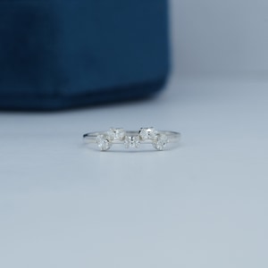 Oval Cut Lab Grown Diamond Wedding Ring-14k Gold Lab Grown Diamond Stackable Band-Anniversary Ring-Matching Band for Gift-Five Diamond Ring