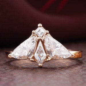 Unique Gothic 14kt Moissanite Engagement Ring Gold Nature Inspired Bat Wing Wedding Rings for Women Unique Handmade Anniversary Gift for Her