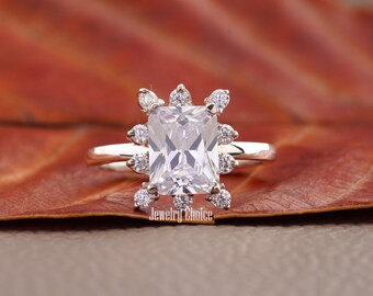 Radiant Cut 14KT White Gold Lab Grown Diamond Engagement Ring, 2.00 CT Radiant Cut Wedding Ring, Ring for Women, Anniversary Gift for Her