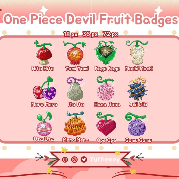 Sous-badges One Piece Fruit du Démon (Twitch, Youtube, Discord +)