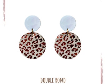 Boucles d'oreilles cuir puce "Double rond"