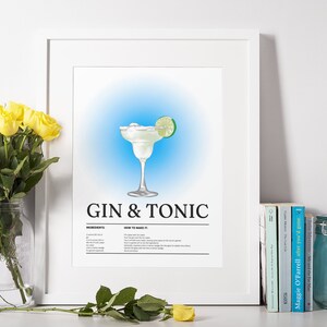 Gin en Tonic Wall Art-Cocktail Art Print-Minimal Art-bar cart accessoires-Cocktail Art-Bar Cart Prints-Happy Hour Art Prints
