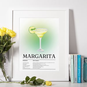 Margarita Wandkunst-Cocktail Art Print-Minimal Art-Bar Cart Zubehör-Cocktail Art-Bar Cart Drucke-Happy Hour Art Prints