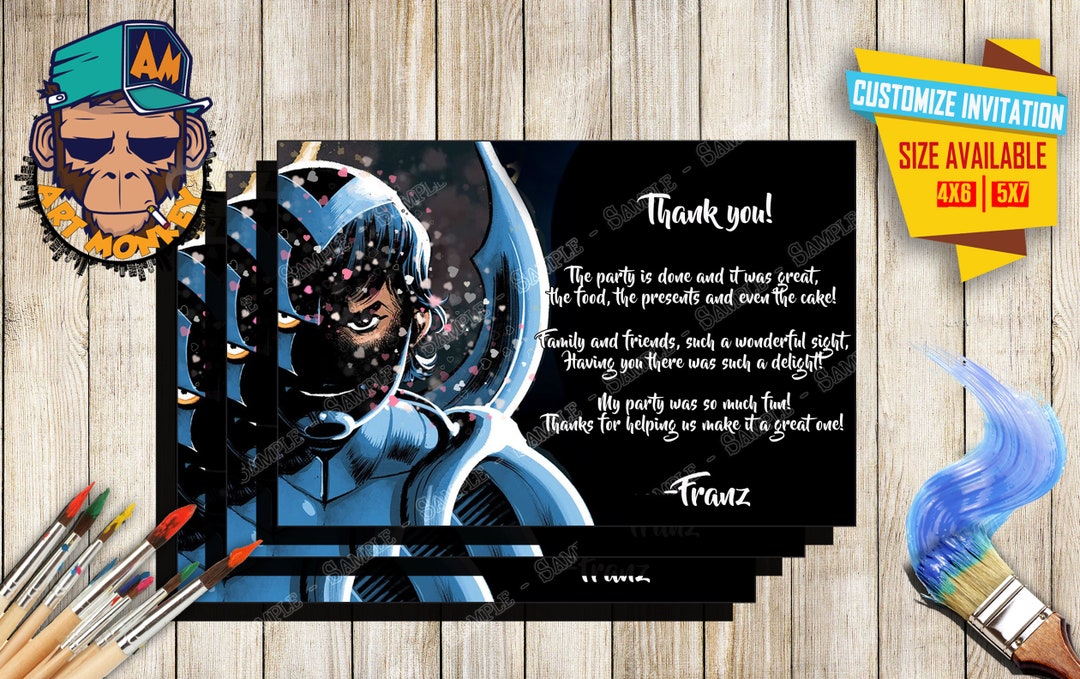 Blue Beetle Birthday Thank You Card Etsy